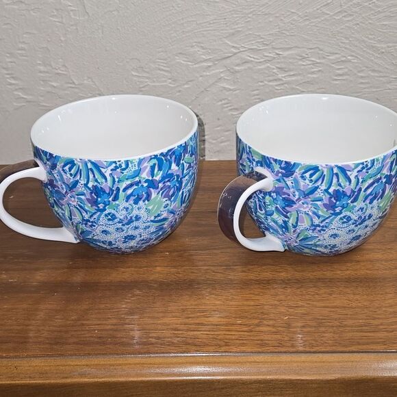 LILLY PULITZER HIGH MAINTENANCE BLUE FLORAL COFFEE MUG SET - Picture 6 of 10